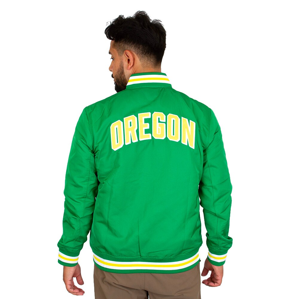 Arched Oregon, Green, Coat/Jacket, Polyester, Men, Unisex, Football, Homefield, Bomber style, Stripe cuff, 40's Duck Head, Snap Front, 923545